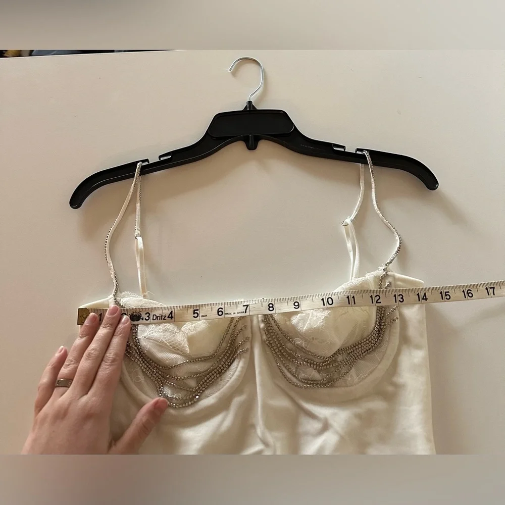 NEW House of CB Grace Ivory Crystallized Mini Dress Lace Velvet S A-C Cup - Picture 4 of 8